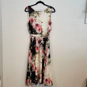 Perceptions New York Floral Dress Size 12 Black/Pink/Cream